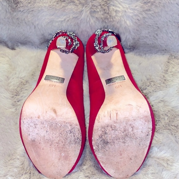Badgely Mischka Red Serra Rhinestone Wrapped Embelished pumps Ladies 6 EUC - Picture 8 of 8